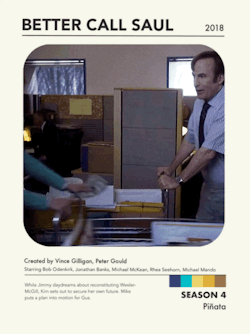 toomanyvocals:BETTER CALL SAUL   SEASON 4Created by Vince Gilligan & Peter Gould. Design from here.