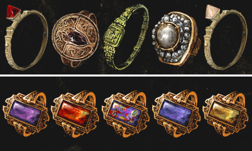 panzerfluch: swordofmoonlight: DARK SOULS III >> Rings Off the top of my head, from left to right in descending order: Keep reading  bling bling~ 