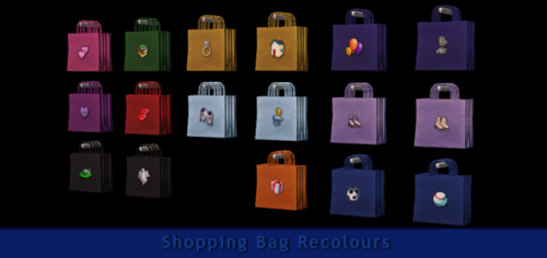 simi-simmer:Im using these shopping bags for my new town, so i wanted to make more recolors. I delet
