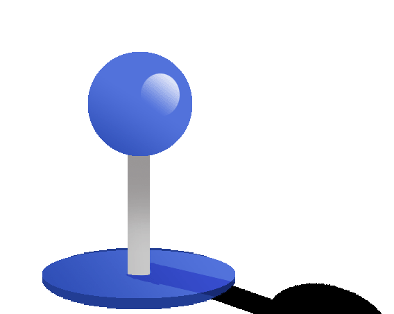A blue joystick with dark shadow that is moving slowly