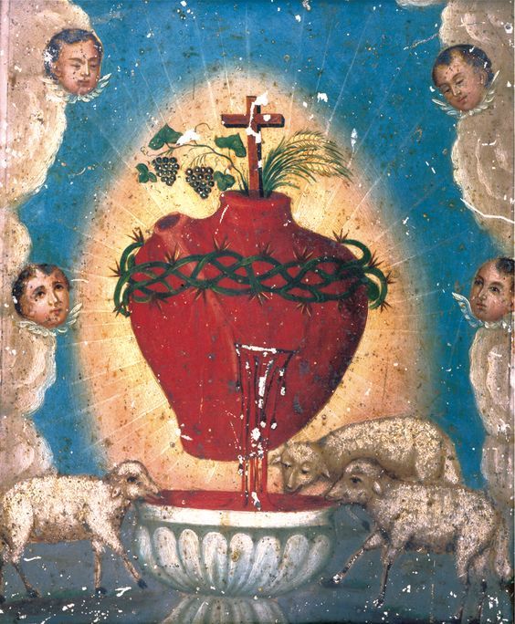 egosvmqvisvm:The Bleeding Heart (Lamb of God) anonymous, oil on tin, 19th century,