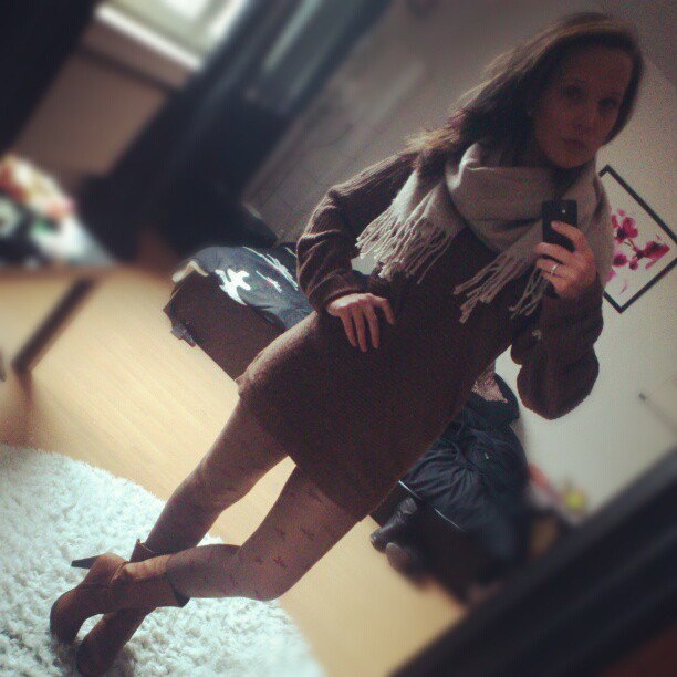 #brown is my #color of the day #bigsize #sweater and #new #tights #calzedonia #biglove
