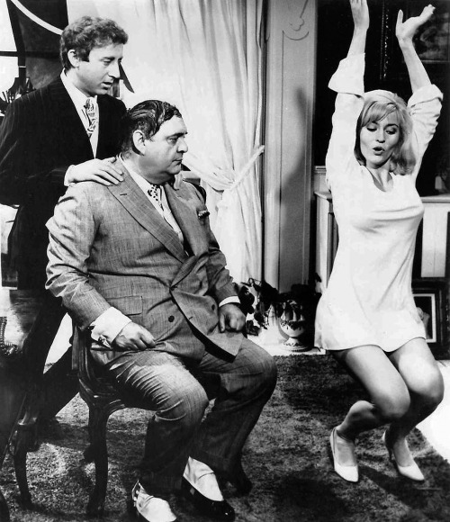 Gene Wilder, Zero Mostel, Lee Meredith / production still from Mel Brooks’s The Producers (1968)