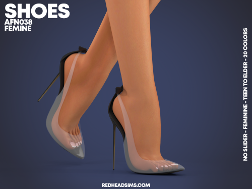 redheadsims-cc:  AF SHOES N038 | NO SLIDER NEW MESHCompatible with HQ ModCategory: ShoesCustom Thumb