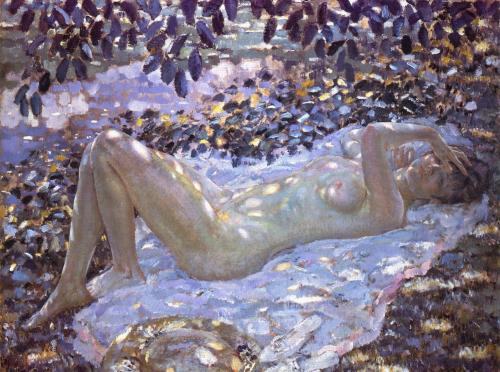 Frederick Carl Frieseke - Nude in Dappled Sunlight (1915)