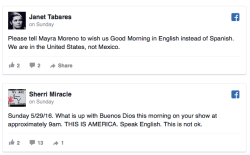 kyle-thegreat:  emperor-of-matzah:  ilex-joyce:  amateurlanguager:  sprachtraeume:  micdotcom:  Latina news anchor shuts down racists mad she said “Buenos días” Houston news anchor Mayra Moreno apparently upset some folks Saturday by greeting viewers