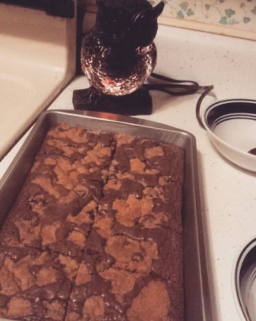 Fridays are for baking with my bitch #cookiebrownies #fridaynight #senioryear @kaylahh_renee