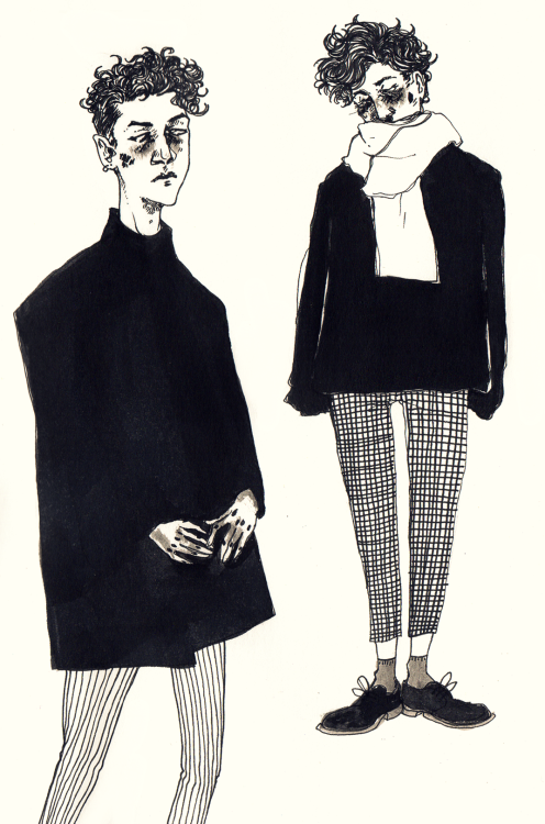 st-pam: I filled a small sketchbook with people #1Pen, ink and watercolours, 2015