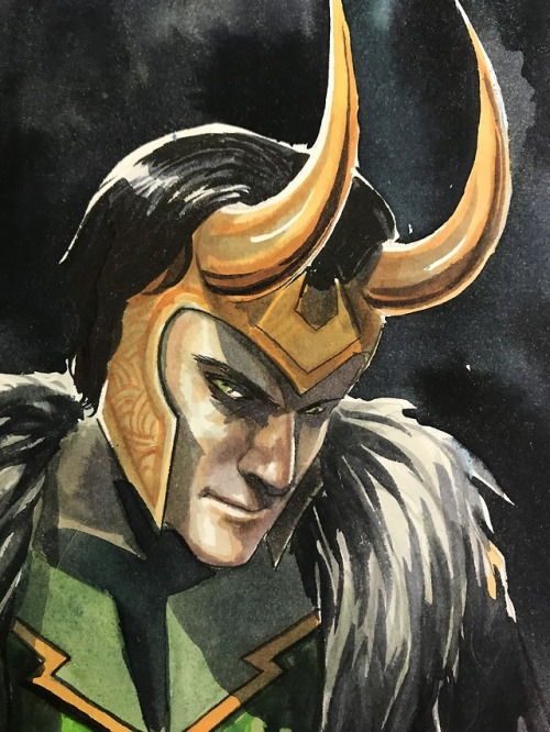 cosmicjoke:Loki, by Stephanie Hans!  Done in watercolors!  