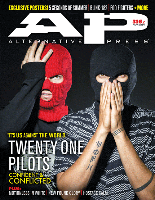 twentyonepilots: we are honored to be featured on the cover of the Alternative Press November Issue.