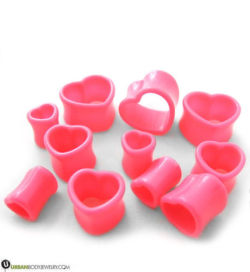 okaywowcool:  pink heart tunnel plugs - ป.99