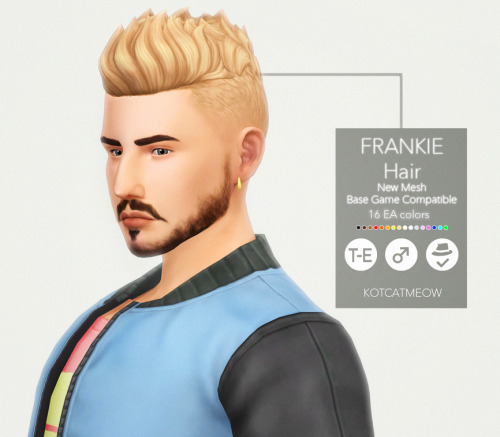 wifemomsimmer:kotcatmeow:A new hairstyle ‘Frankie’ for your male sims!I hope you enjoy i