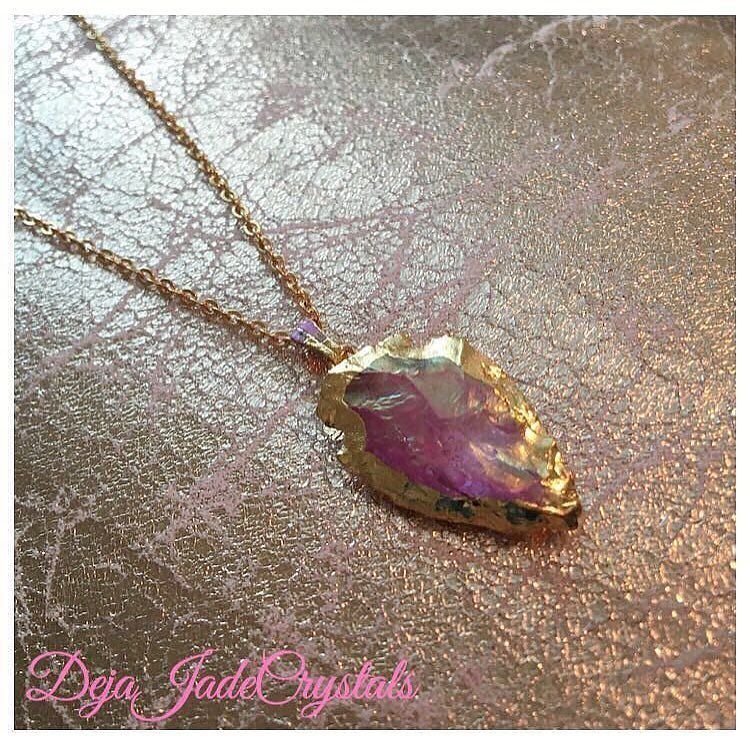 Totally loving these &lsquo;Angel Aura&rsquo; 24k Gold dipped Crystal necklaces