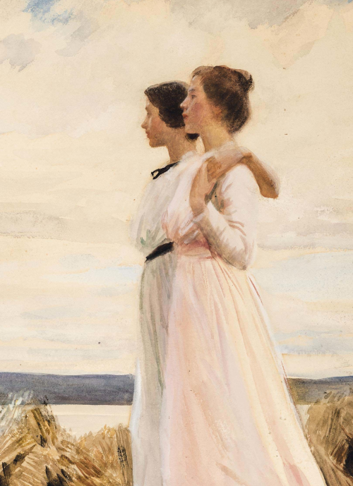 Laura Knight  -  Two Young Girls Walking on the Coast  (detail)British, 187