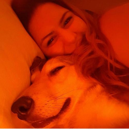 XXX Dog cuddles… Foster puppy is snoring photo