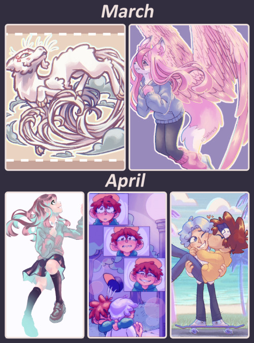 2021 art summary!! this year i challenged myself to do at least one finished-looking piece per month