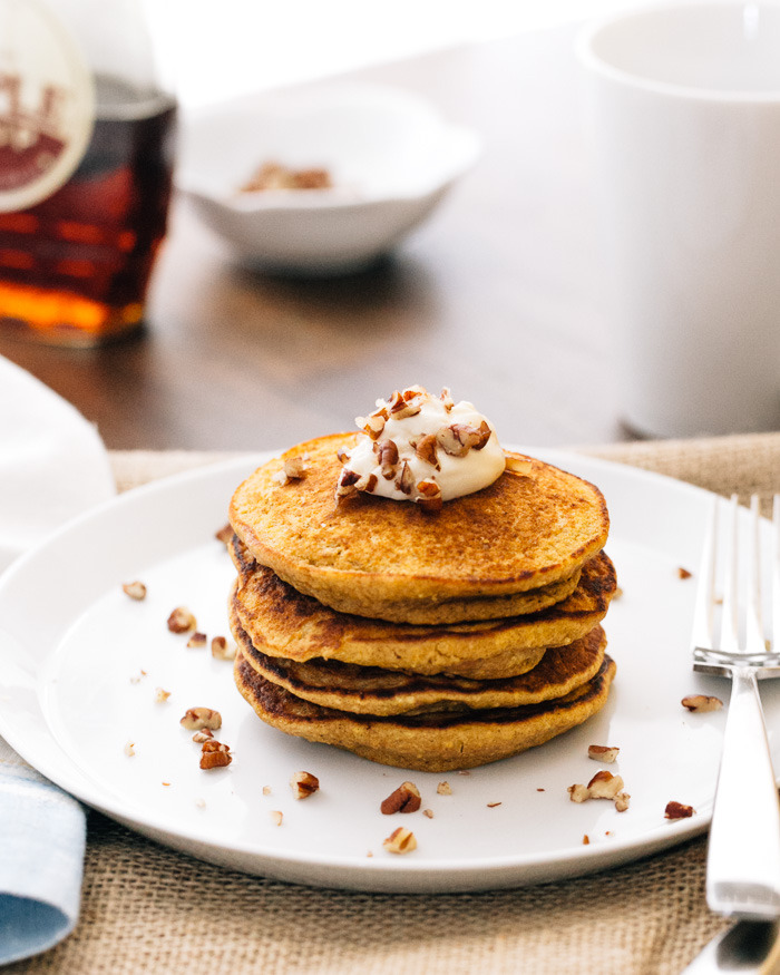 confectionerybliss:  Pumpkin Pancakes with Maple Mascarpone (Gluten-Free) | A Couple