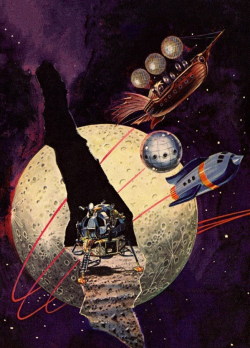 humanoidhistory:  Gray Morrow cover art for Men on the Moon, 1969, edited by Donald A. Wollheim, published by Ace.