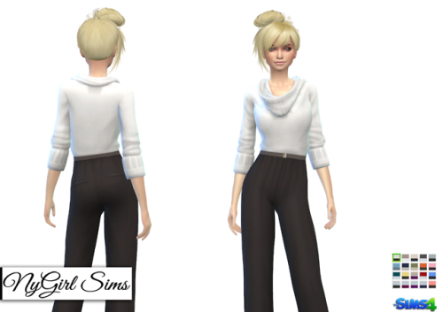 Belted Sweater Jumpsuit. Another mashup of textures from the Get Famous pack. A simple jumpsuit, thi