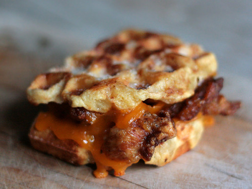 yourdailymuffin:  Fried Chicken and Waffle Grilled  CheeseLearn the recipe at Taste Spotting 