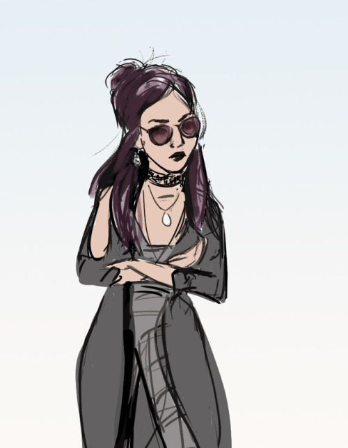 sweeter-than: copperlins: teen beach queen fanart: sketch of Nico Minoru, arms crossed