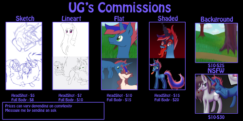 askug:    I made a new commission sheet. I’m still having money problems, so it’d be awesome if you’d commission, or at least reblog to spread this around and help me out ^w^   