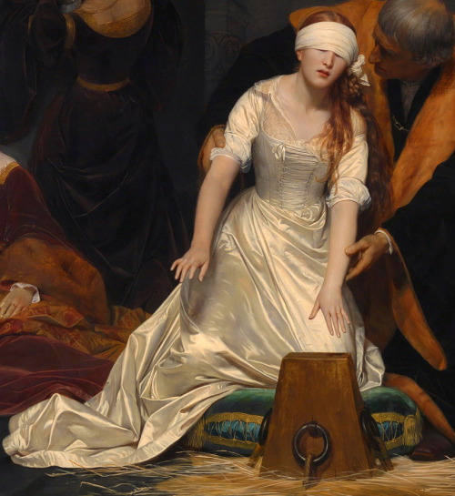 artfoli:Details of The Execution of Lady Jane Grey, 1833, by Paul Delaroche (1797-1856)