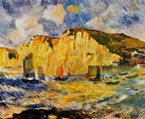 artist-renoir: Cliffs, 1883, Pierre-Auguste RenoirMedium: oil,canvas