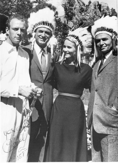 Cary Grant, Eva Marie Saint, and James Mason on the set of North by Northwest… 