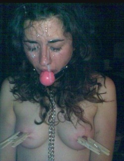 ruinsluts:  cum-babes:  Degraded  Who told this bitch she could spit out her ball gag?  Good question