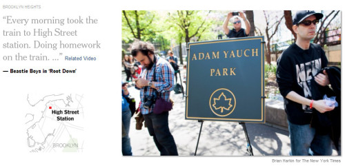 Brooklyn, the Remix: A Hip-Hop Tour (via @NYTMetro) The mean streets of the borough that rappers like the Notorious B.I.G. crowed about are now hipster havens, where cupcakes and organic kale rule. For current real estate purposes, the block where the