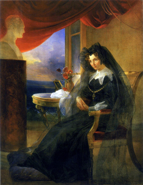 Tsarina Elizabeth Alexeevna in  mourning by Pyotr Vasilievich Basin, 1831