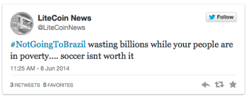 policymic:  World Cup protesters rally behind #NotGoingtoBrazil to air frustrations  Over the weekend, #NotGoingtoBrazil and #NoVoyABrasilPorque became populist hotbeds of anger and frustration at the Brazilian government. While these hashtags are certain