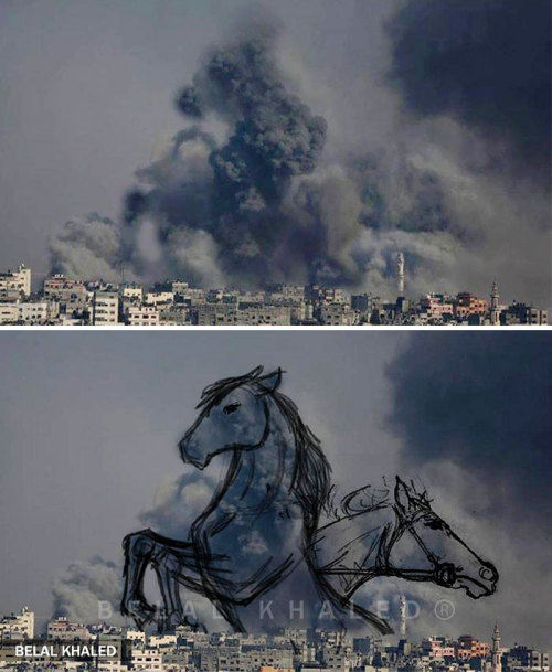 amroyounes:  Palestinians Turn Smoke From Israeli Rocket Strikes Into Powerful Images Some would consider the arming of Israel, the constant bombardment and the murder of children as terrorism.  But thats not how Israel and the U.S. sees it.