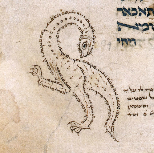 jewishhenna: discardingimages: calligraphic dragon Torah, Germany ca. 1250-1299 BL, Add 21160, fol. 
