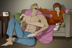 cryaotic:nostopdasgay:  rachelannmillar:  One of the best fanarts I’ve ever seen in my whole life. Remember when Velma and Johnny kinda hooked up in the old Cartoon Network commercials? Well. This.  they are perfect  Christ I didn’t know I needed