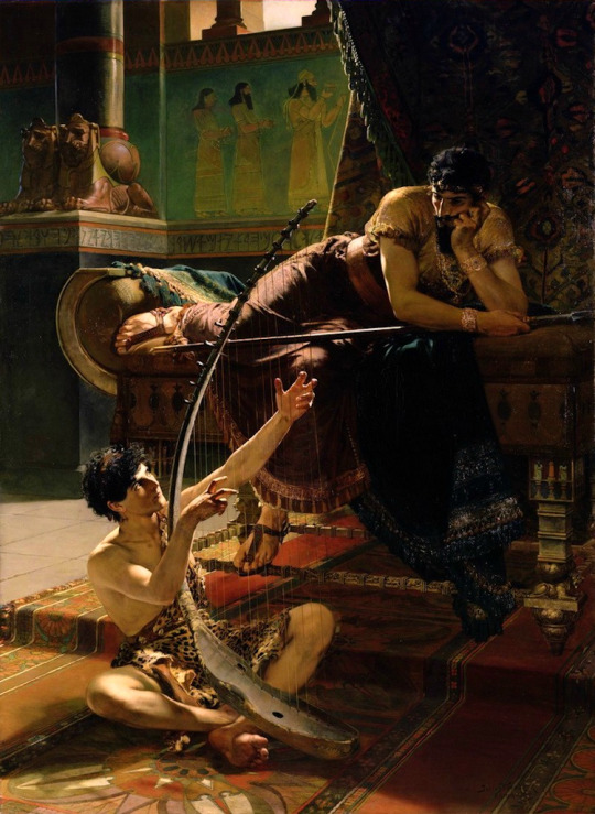 lillylubanshee: theotherwesley:  ja-khajay:  ja-khajay: that one extremely homoerotic painting of a babylonian man listening to a babylonian twink playing babylonian harp. that one  yeah  this is my favorite painting full stop   *coughig…* THEREMIN