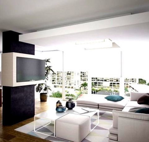 Living Room - Contemporary Living RoomExample Of A Large Trendy Loft-style Medium Tone Wood Floor Living
