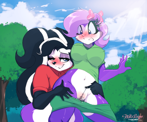 willisrisque-arts:  I think we can all agree that Feef has like, a giant kind of canon crush on Pepe right? So imagine how she feels when Pepe is super flirty with her, seduces her and they both slowly start to bang each other >w> Kinky skunk seeex