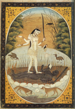 animus-inviolabilis:  The White Kali (Sveta-Kali) standing on dark SivaKangra schoolcirca 17th century 