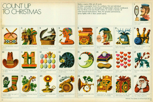 John Alcorn, illustration for calendar Count up to Christmas – Make a merry little set of cards to h