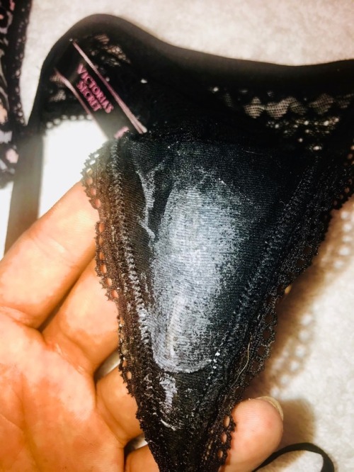 Nothing like a black v-string covered in cum