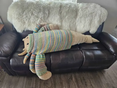 It's Not Transformers But I Knit My Giant Eurypterid Body Pillow A Sweater And Its The Best Thing I've