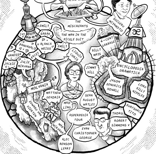 Another mappa-mundi inspired mind map, this time focusing on the Troll Authors of Chris Chan’s life 