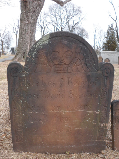 The graves of Esther Brown, Thomas Edgar, Robart Hude Esq, David Stewart, Mary Pierson, (illegible) 