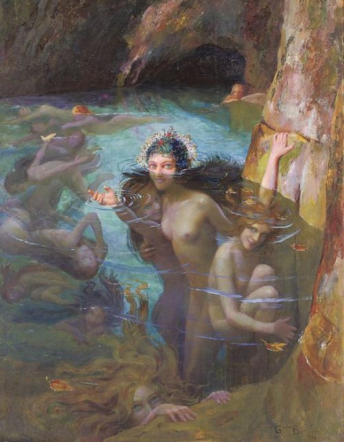 Gaston Bussiere, Sea Nymphs at a Grotto