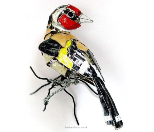 tecnoartes: ‘Goldfinch’ made from Recycled Metal Scrap, by Barbara Franc.