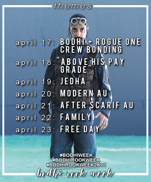 bodhirookweek:Bodhi Rook Week April 17 - April 23To celebrate Bodhi Rook, the pilot, we are hosting 