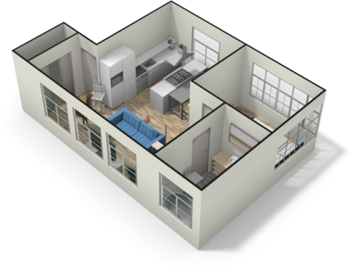 gogoichirin:I built a floor plan based on photos from the Scandinavian apartment used for Viktor’s a