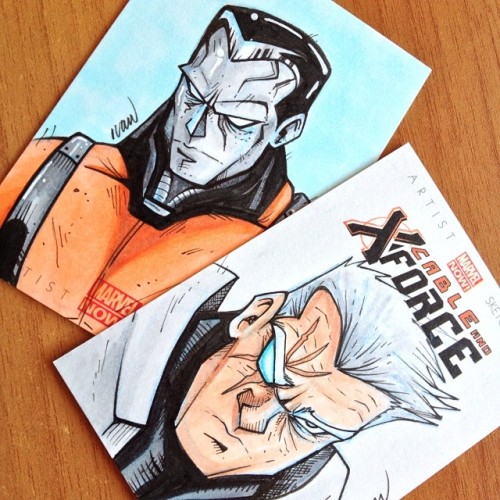 juanny28rm:  Cable and X-Force cards for “Marvel Now” set. #marvelnow #colossus #cable 